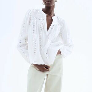 H&M White Eyelet Blouse